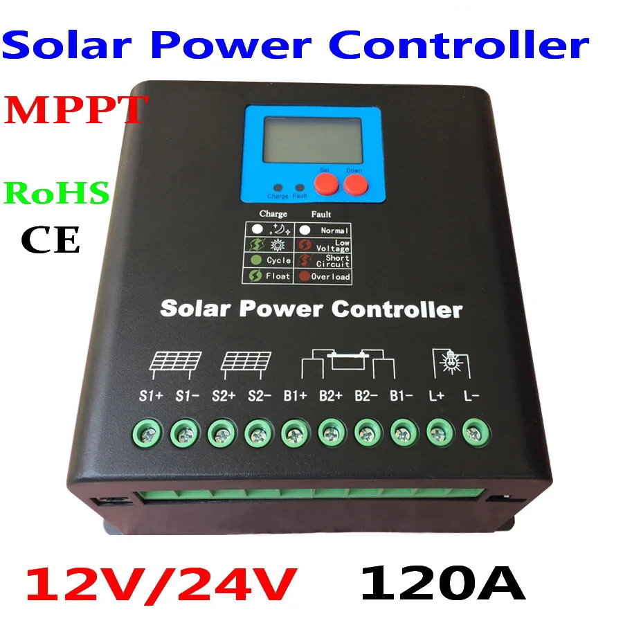 120A 150A 180A 12V/24V Авто Панели солнечные Батарея заряда батареи мппт ЖК дисплей