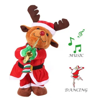 

Twerking Santa Claus Electric Toy Singing Dancing With Saxophone Christmas Plush Doll Toy For Holiday Wedding Party Decor Gifts