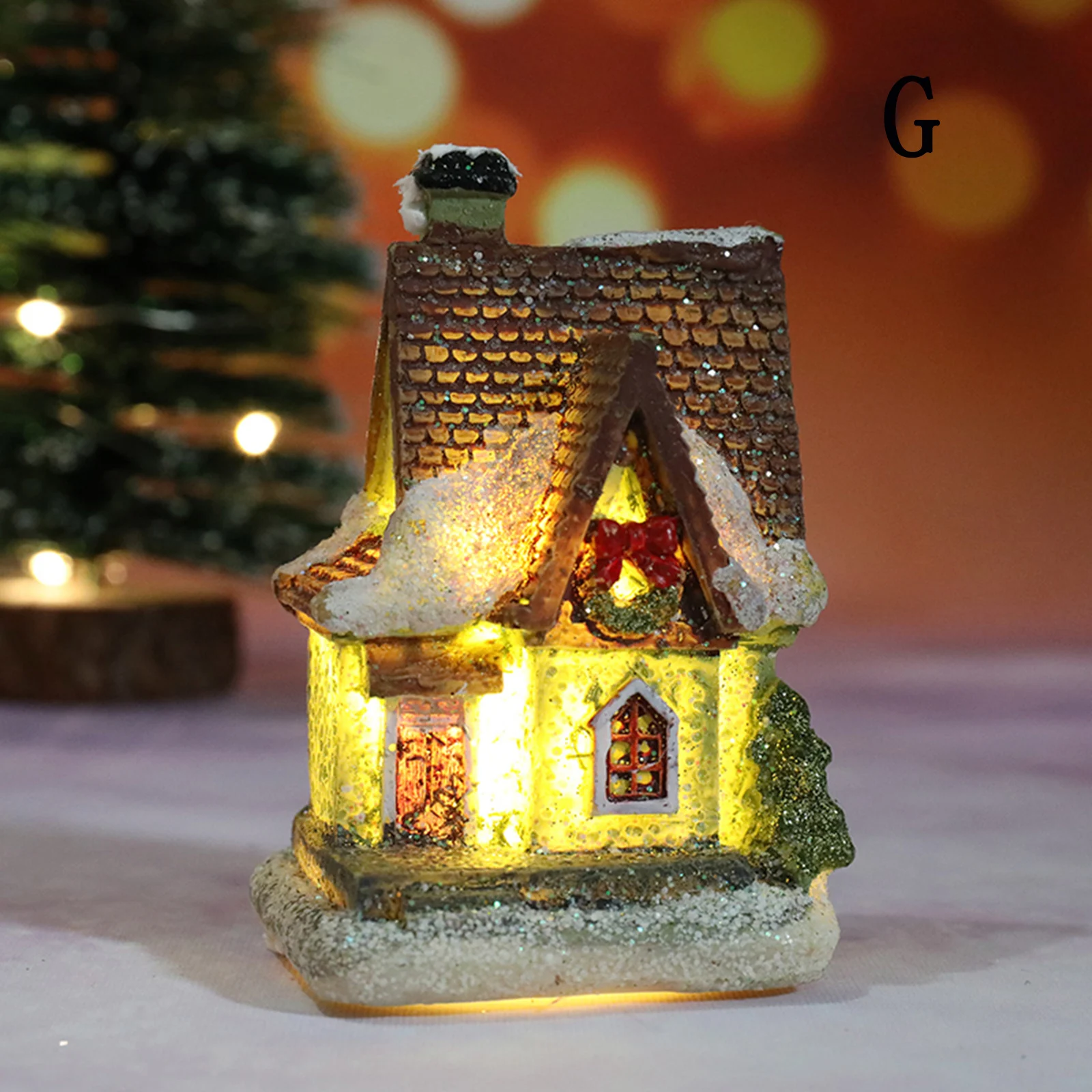 6PCS Christmas Ornament Set Doll House Village Light Up Christmas House Winter Holiday Garden Decoration Children Gift Set