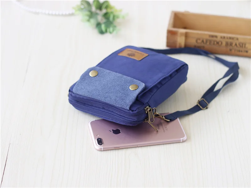 2022 New Girls Canvas Messenger Bag Women Small Mobile Phone Bag Simple Casual Female Shoulder Bag