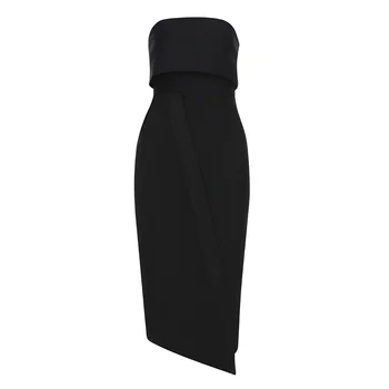 

Women Summer Fashion Sexy Strapless Backless Black Knee Length Bandage Dress 2020 Designer Bodycon Evening Party Dress Vestido