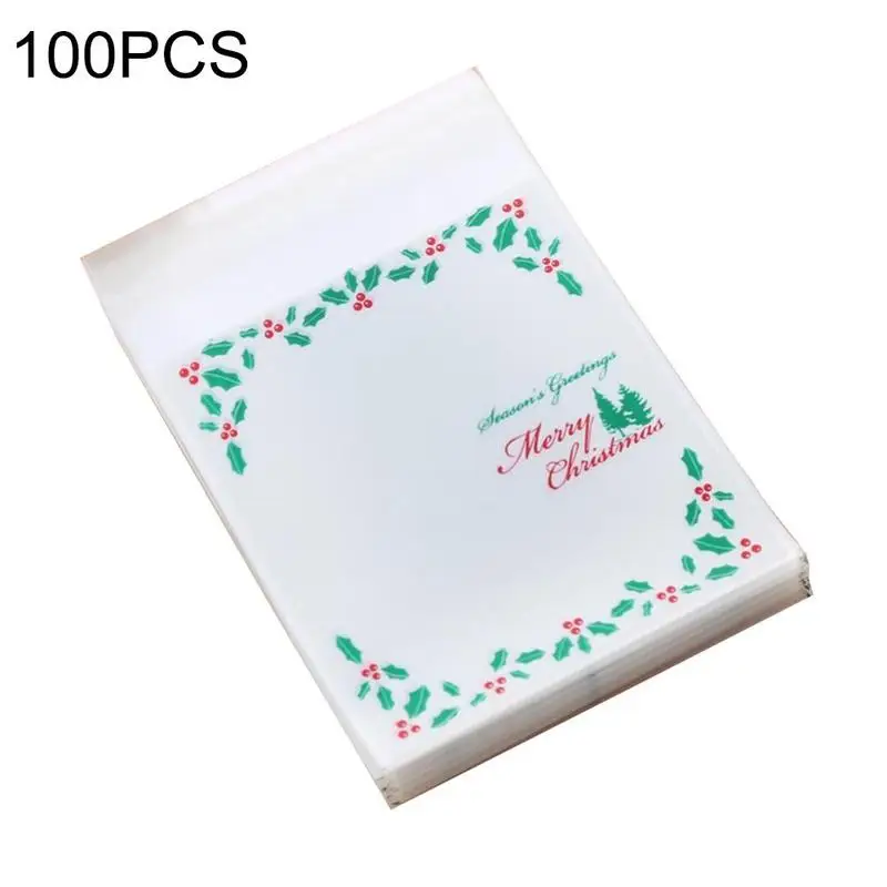 100 шт., Рождественская посылка для печенья, конфет, Подарочная сумка, DIY, самоклеющиеся пакеты для рождества, праздничная упаковка, украшение, принадлежности для выпечки - Цвет: As the picture6
