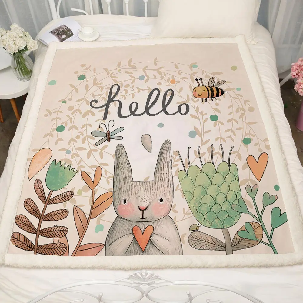 Miracille шерпа Флисовое одеяло с принтом кролика супер теплое мягкое декоративное одеяло s на диван кровать детская комната покрывало