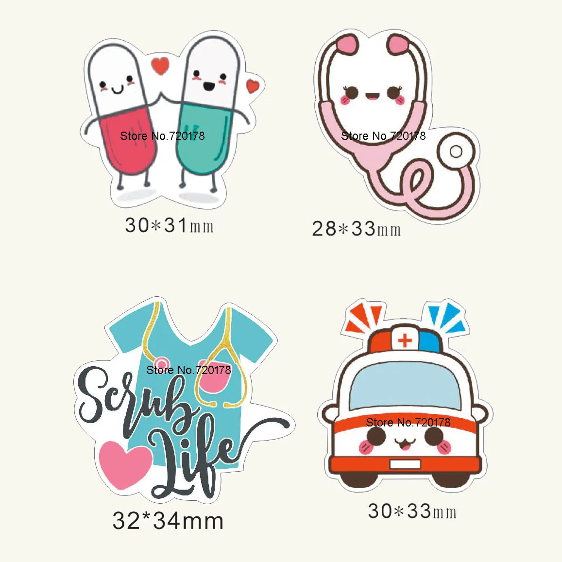 

30pcs/50pcs Mixed cartoon Kawaii medical Pills and stethoscope flat back planar resin for DIY Craft Supplies 245