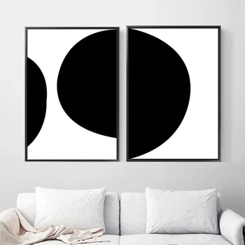 

Home Wall Decor Painting Canvas Prints Artwork Abstract Geometry Line Modular Black White Poster Nordic Pictures For Living Room