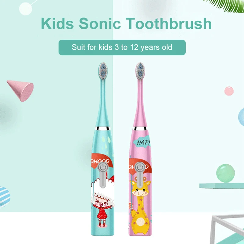 New Electric Tooth Brush For children Sonic electric toothbrush Kids 1 3 heads Gift Battery Toothbrushes for 3 12 ages children s sonic electric toothbrush battery colorful led sonic kids tooth brush smart timer brush heads gift j291