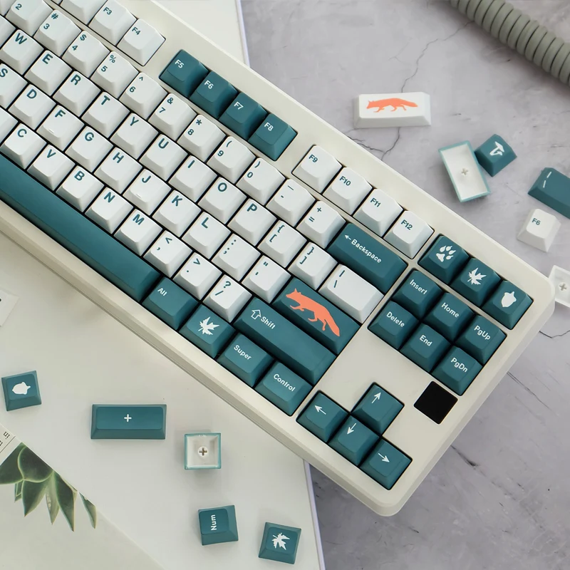 Gmk Fox Keycaps Grupo Pbt Dye Sublimation Cherry Profile Keycap 1.75u 2u Shift 145 Chaves - Imagem 3