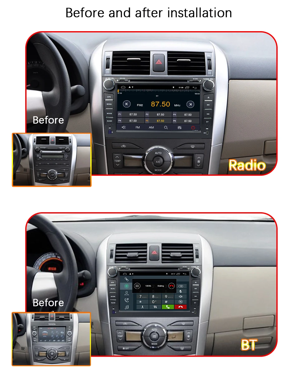 8 дюймов 2 DIN автомобиль Mp5 dvd-плеер радио мультимедиа для Toyota Corolla E140/150 2008 2009 2010 2011 2012 2013 стерео gps 2din