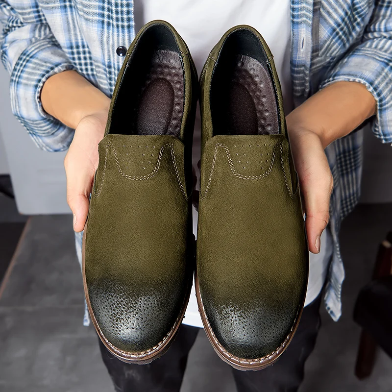 Мужские туфли-оксфорды, Весенняя Мужская обувь с перфорацией типа «броги» из натуральной кожи, обувь из воловьей кожи высокого качества, мужские кроссовки на плоской подошве размера плюс 45 46 47 - Цвет: green 622
