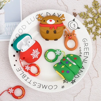 

Cute Christmas Case Coque For AirPods 3D Silicone Case For Apple Airpods 2 1 Cover Bluetooth Wireless Earphone Case With Hook