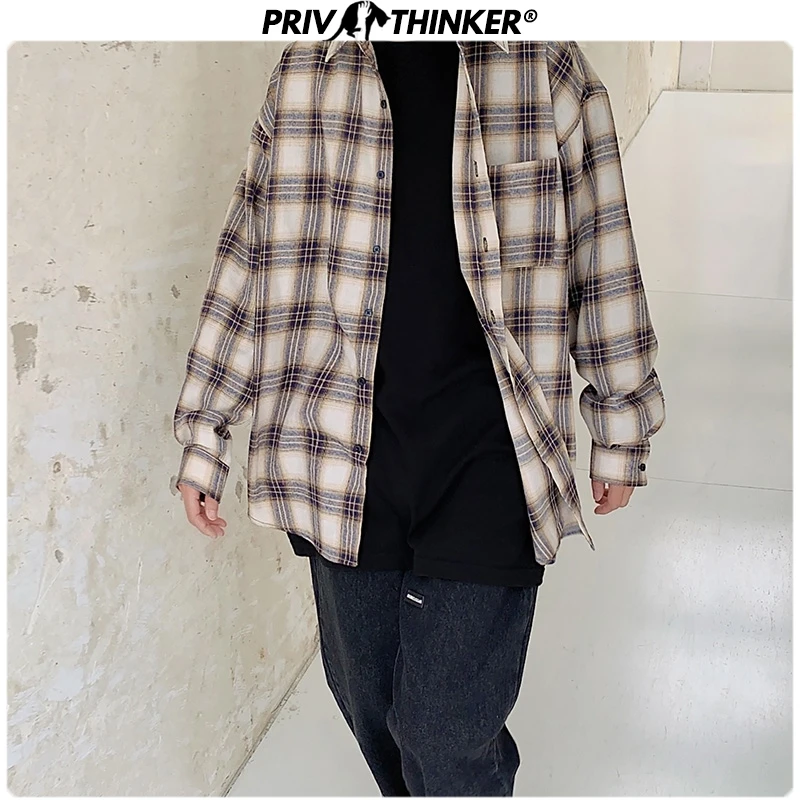 Мужская и женская рубашка Privathinker черная хлопковая с длинным рукавом Японская