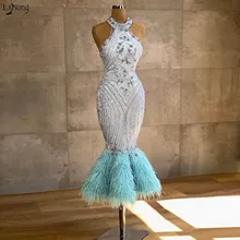 Aso Ebi роскошное вечернее платье русалки, бисероплетение, кружево, длина до середины икры, платья для выпускного вечера, сексуальное вечернее платье с открытой спиной в арабском стиле