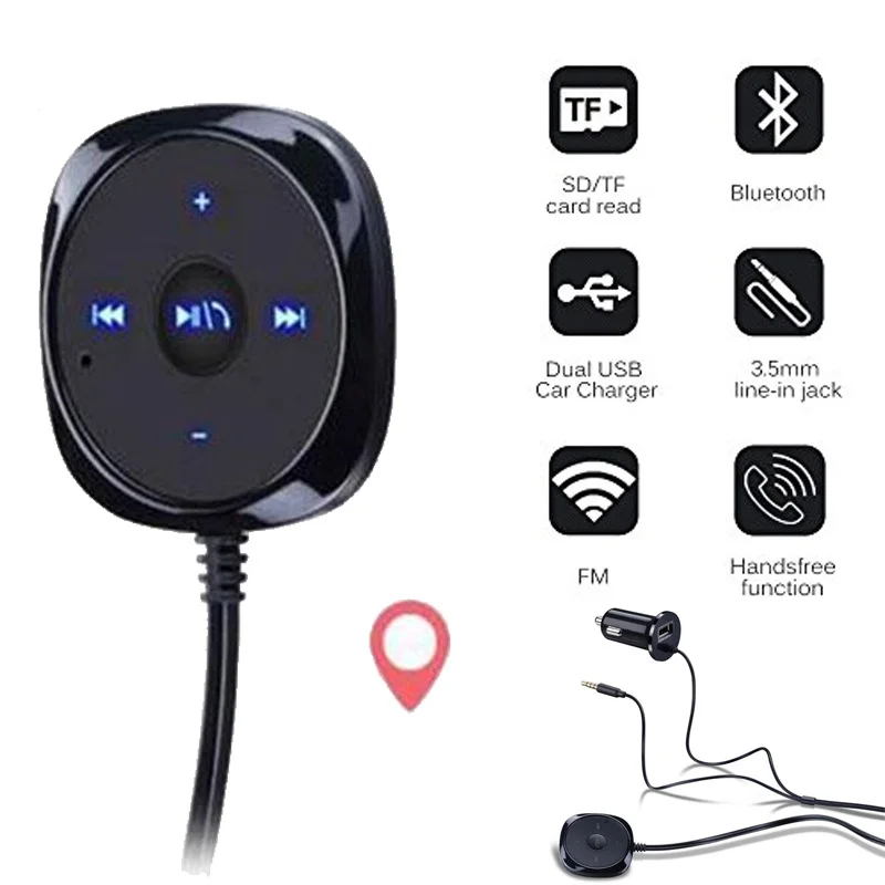 3,5 мм AUX Bluetooth 5,0 аудио приемник автомобильный MP3-плеер Музыкальный адаптер Громкая связь светодиодный автомобильный динамик