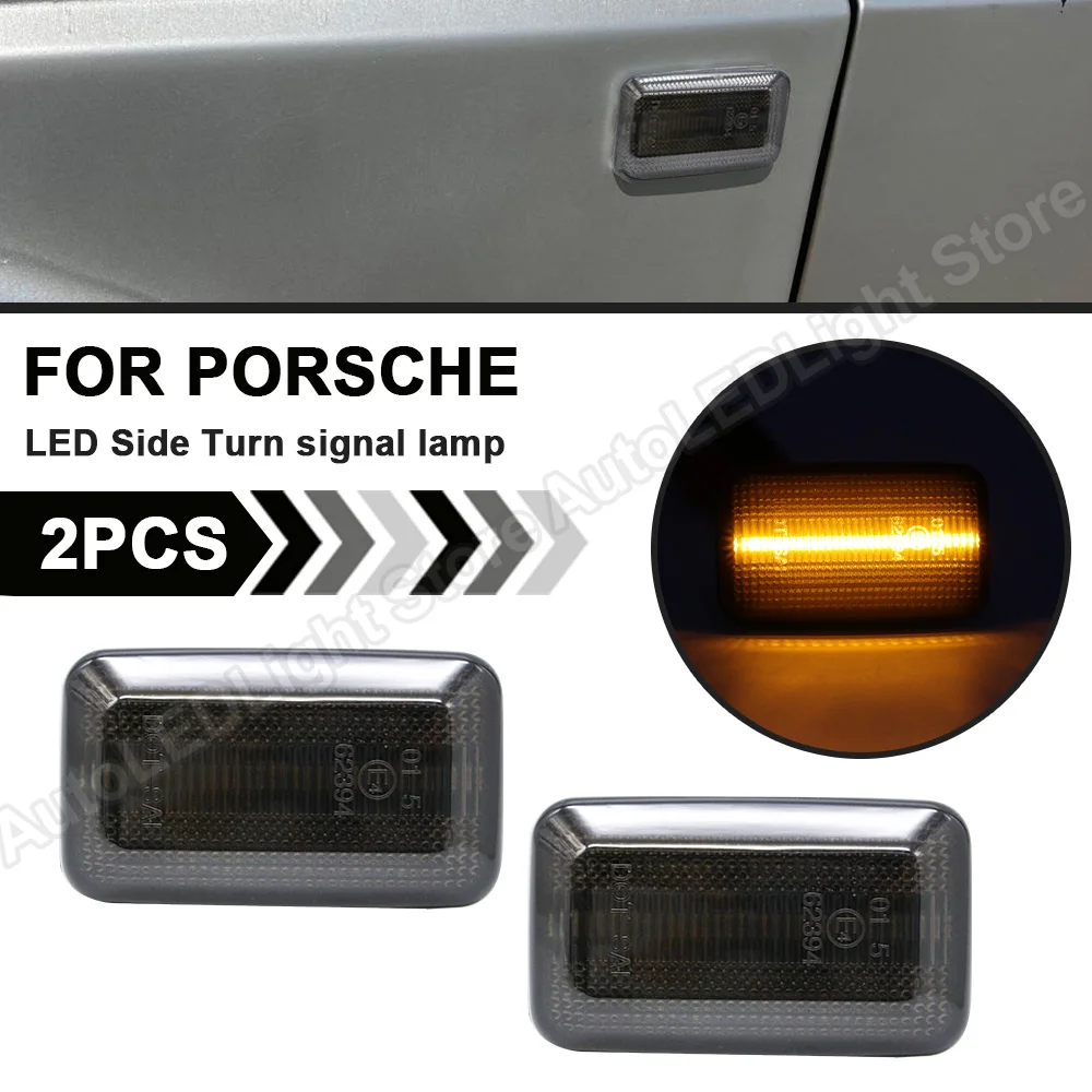 

2X Smoke lens LED Side Turn Signal Marker Light Arrow Blinker FOR Porsche 911 Carrera 924/924S 944 959 968 Audi VW Aston Martin