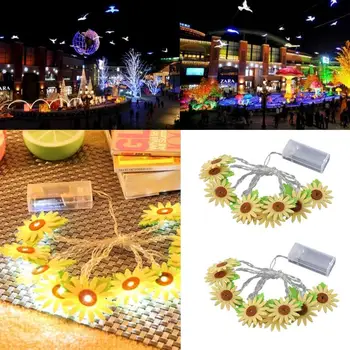 

Fairy Lights White Sunflowers Light String Xmas Holiday Lighting Home Garden Modern Outdoor Decor Christmas Supply Luminous