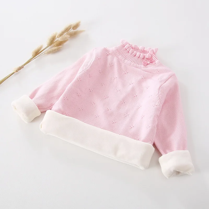 02 Velvet pink Свитера для девочек; зимние теплые свитера с высоким воротником для девочек; бархатные плотные пуловеры; осенний вязаный свитер; Одежда для девочек; 6 От 8 до 10 лет - Цвет: 02 Velvet pink