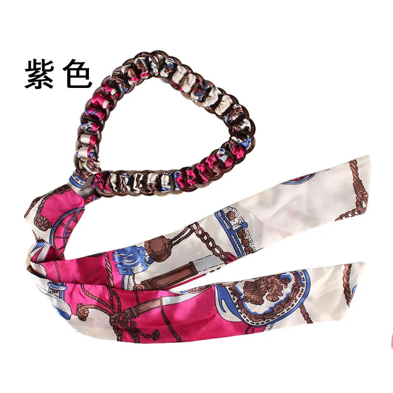 Ladies'fashion декоративная талия с принтом в Корейском стиле ткань подходит к платью пояс веревка - Цвет: Фиолетовый