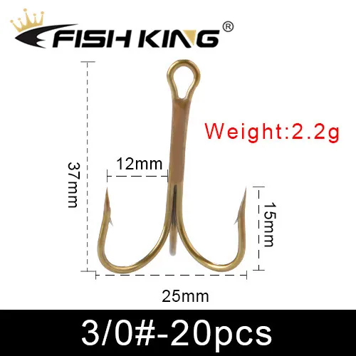 FishKing®  20pcs/pack Fishing Hook High Carbon Steel Treble Overturned Hooks 