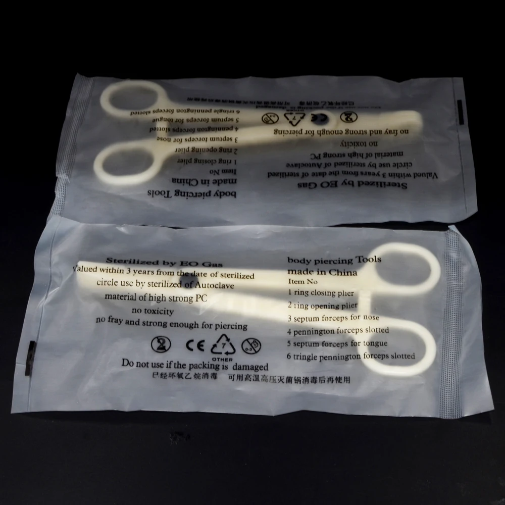 Acrylic Body Piercing Sterilized by EO Gas Forceps Clamp Plier Ear Lip Navel Nose Round Open Closing Septum Profession Tool 1PC ear piercing tool,body piercing forceps,piercing tool