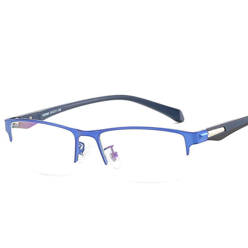 XojoX, деловые очки, оправа для мужчин, сплав, полуоправа, квадратные очки для близорукости 0-1,0-1,5-2,0-2,5-3,0-3,5-4,0 - Цвет оправы: blue-300