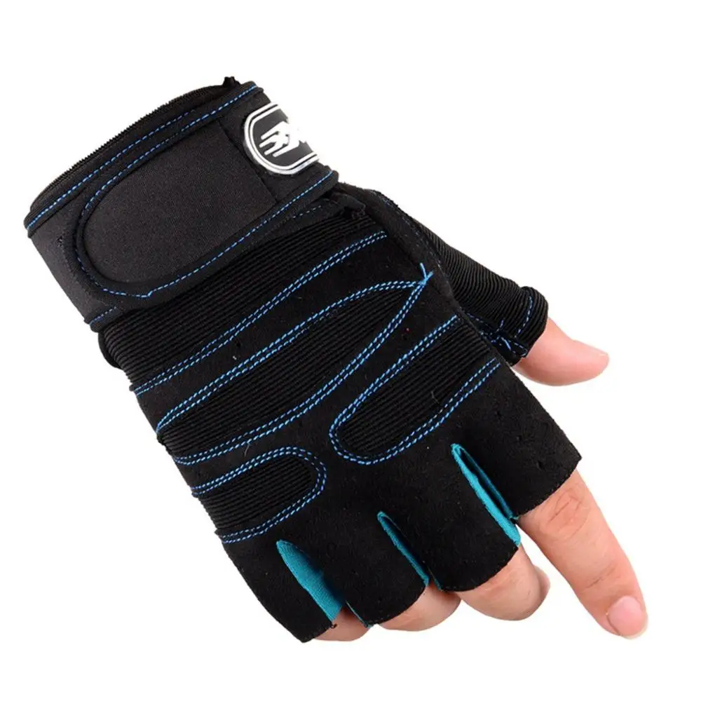 Light blue Фитнес тяжелая атлетика спортивные перчатки для спортзала полпальца камуфляжные Перчатки Бодибилдинг тренировки наручные обертывания упражнения Тактические перчатки - Цвет: Light blue