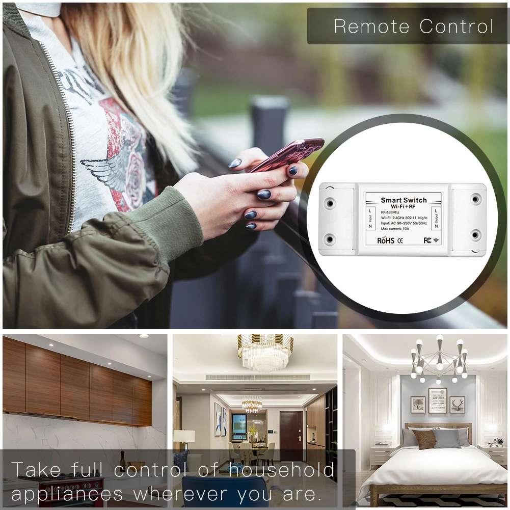 Модуль смарт выключателя RF433 Wi Fi дистанционное управление для автоматизации