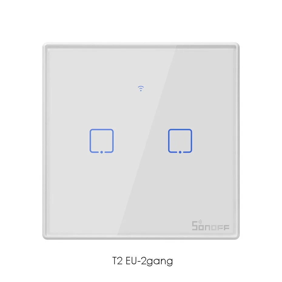 Itead Sonoff T2 ЕС 86 Размеры 1/2/3 комплекта настенных WI-FI выключатель, сенсорный/RF433 МГц/WI-FI дистанционного Управление, работает с Amazon Alexa Google Home - Цвет: 2gang