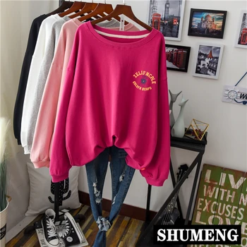 

2020 Autumn New Korean Style Plus-Sized Long-Sleeve Sweater Women's Pullover Hoodie for Spring and Autumn Students Top