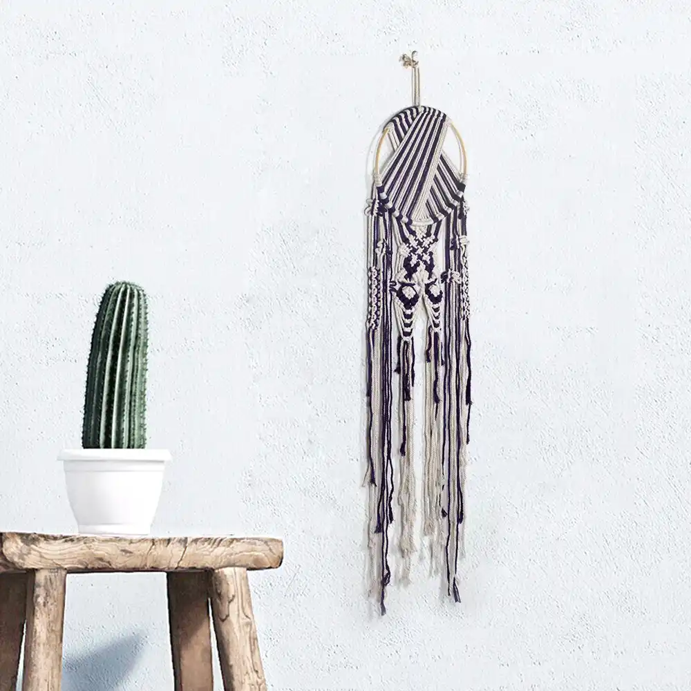 Decoracion Colgante Hecha A Mano Bohemio Tejido Tapiz Circulo Hilo