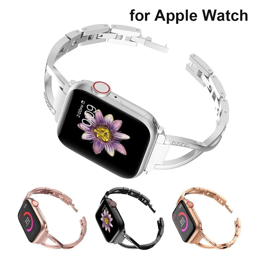 

Bands for Apple Watch Band 40mm 41mm 45mm Slim Women Watchband Bracelet Bling Metal Strap for iWatch Series 7 6 5 3 SE Band 38mm