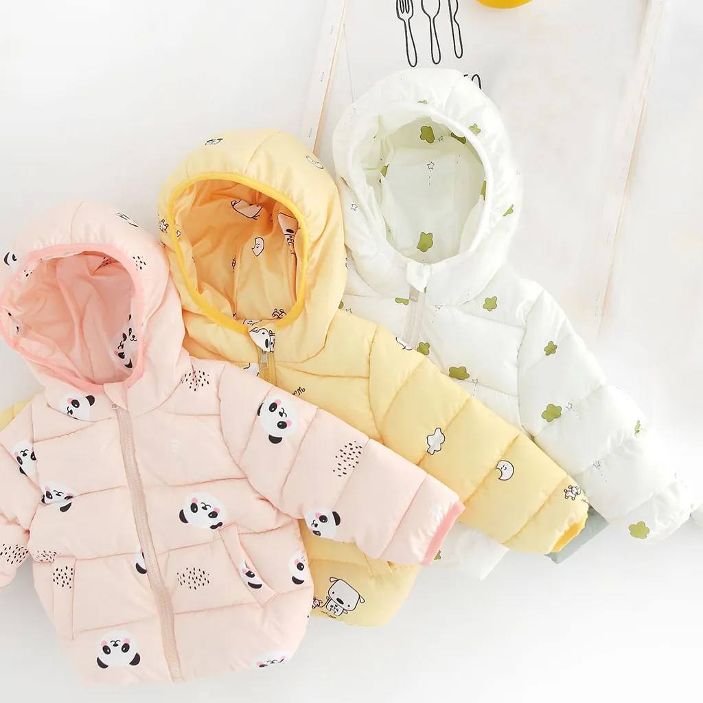 Baby Boys Girls Autumn Winter Cartoon Thick Warm Cotton Coats Kids Fashion Jacket Kids Zip Thick Snow Hooded Outwear Clothes