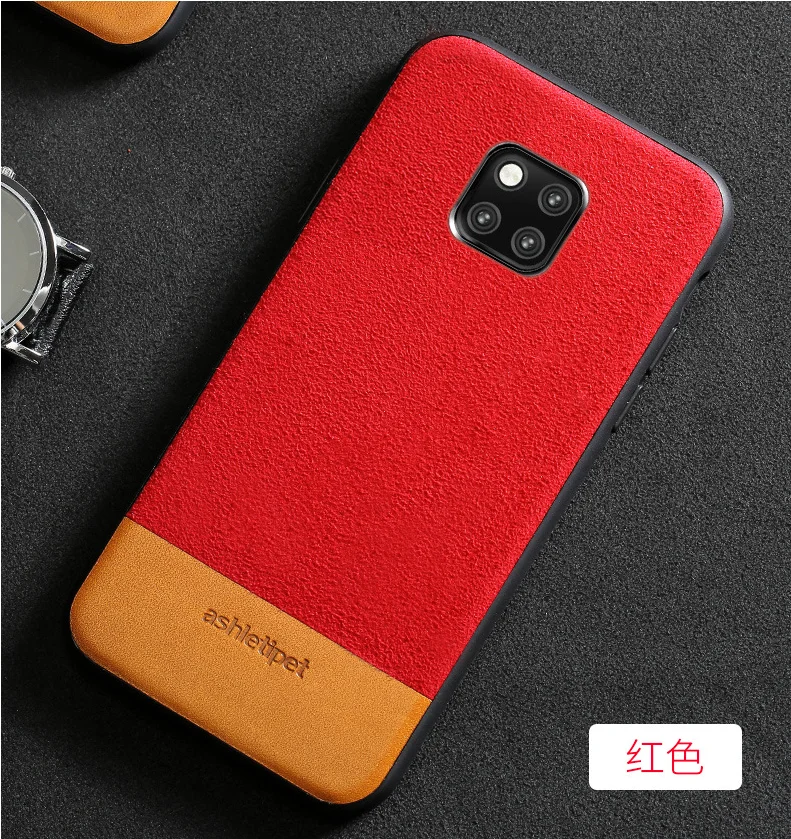 Красный Чехол из натуральной кожи с защитой от царапин, подходит для huawei mate 9 10 20 P9 p10 p20 p30 lite pro p smart чехол r - Цвет: Красный