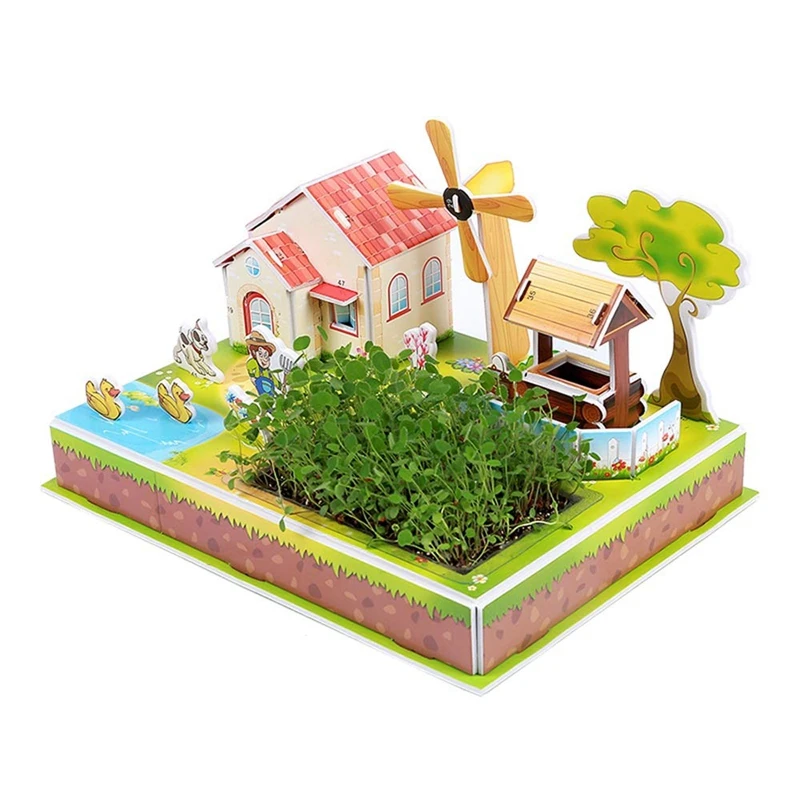 

3D Stereo Windmill Farm Planting Puzzles, Planting Diaries to Record Daily Plant Growth Process, 3-7 Years Old Children's Puzzle