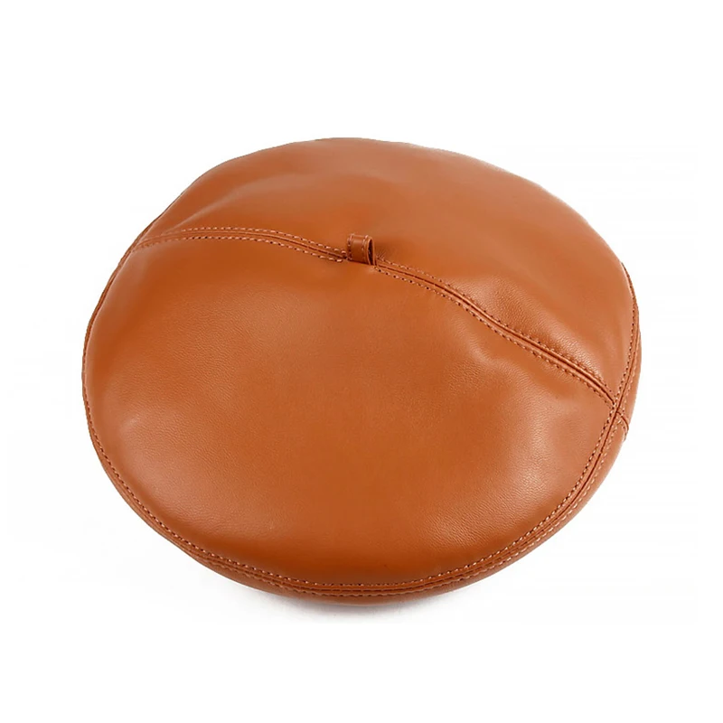 

Autumn Winter Top Quality Real leather Berets For Women Retro Vintage Ladies Hat Caps Stewardess Black Berets Artist Hats