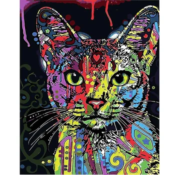

Colorful animals Picture Painting By Number Handpainted Oil Painting on Canvas Wall Pictures for Living Room Decoration Framed
