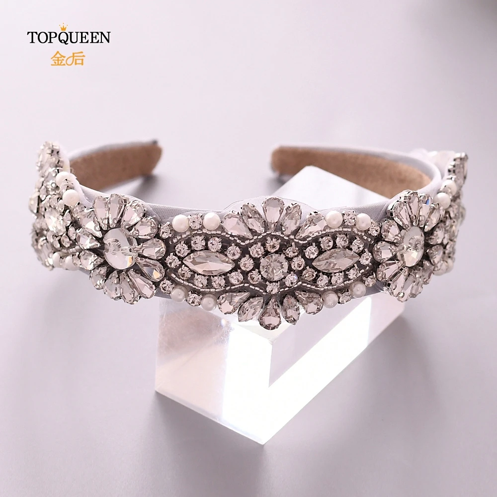 TOPQUEEN S237-FG Свадебные Стразы broque головная повязка свадебная тиара головные уборы серебряные стразы головная повязка Свадебные украшения для волос