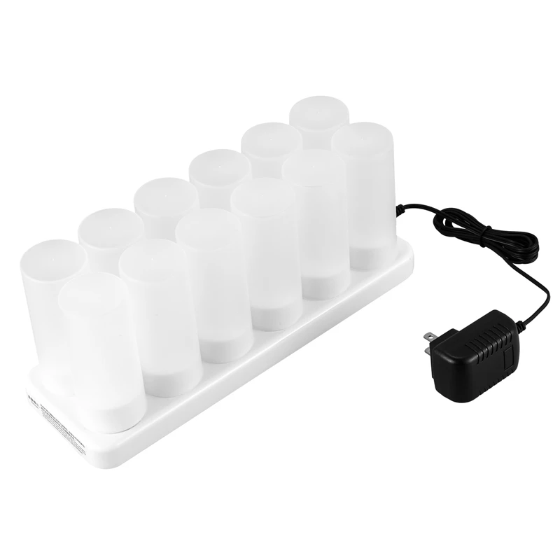 

12X Flameless Rechargeable LED Tea Light Flickering Amber Tealights Candles US