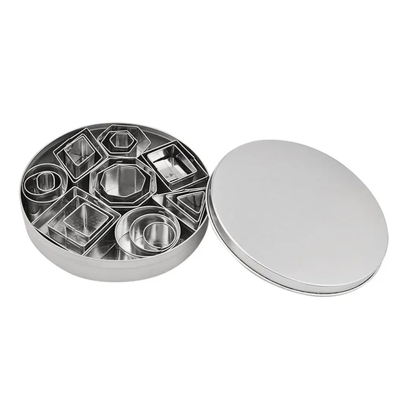 24pcs/Lot Clay Cutter Stainless Steel Geometry Round Square DIY Ceramic Pottery Polymer Clay Earring Cutting Mold Craft Supplies