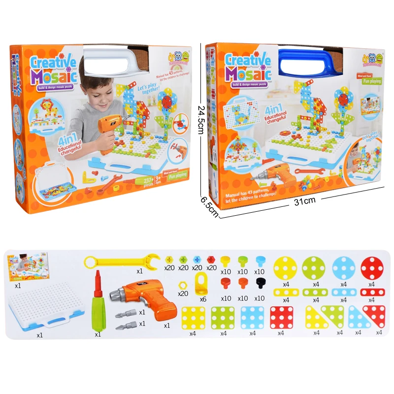 Tanio 151- 237 sztuk wiertarka elektryczna Puzzle zabawki narzędzia zestaw
