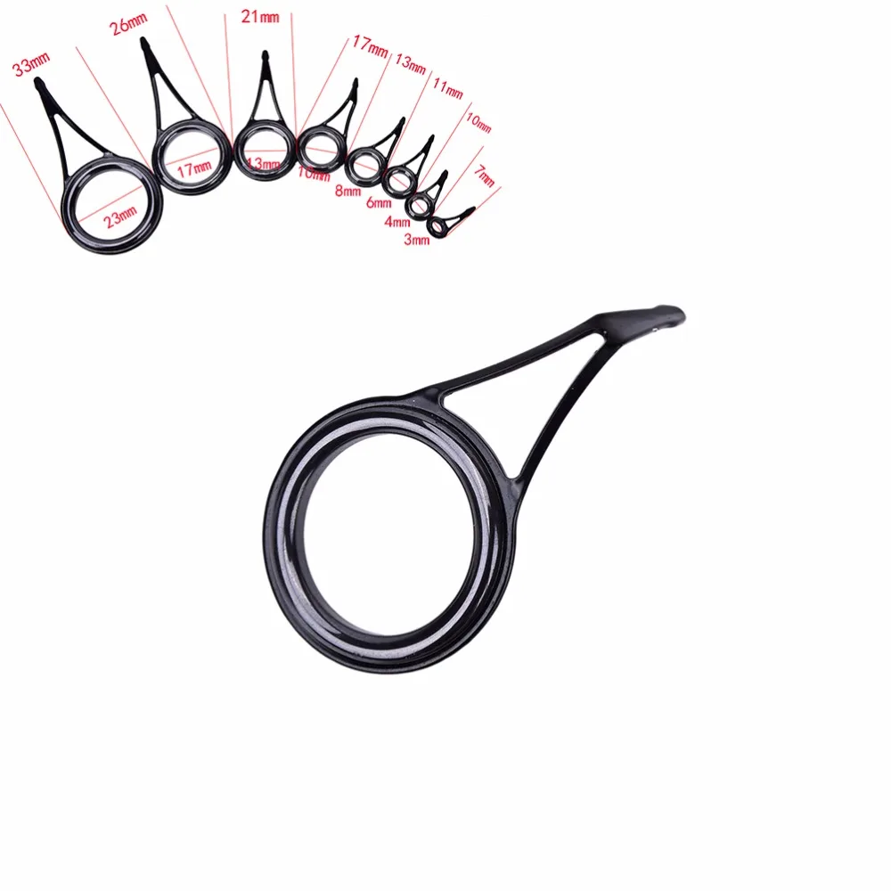 8Pcs Fishing Rod Guide Stainless Steel Ceramic Tip Top Ring Circle Pole