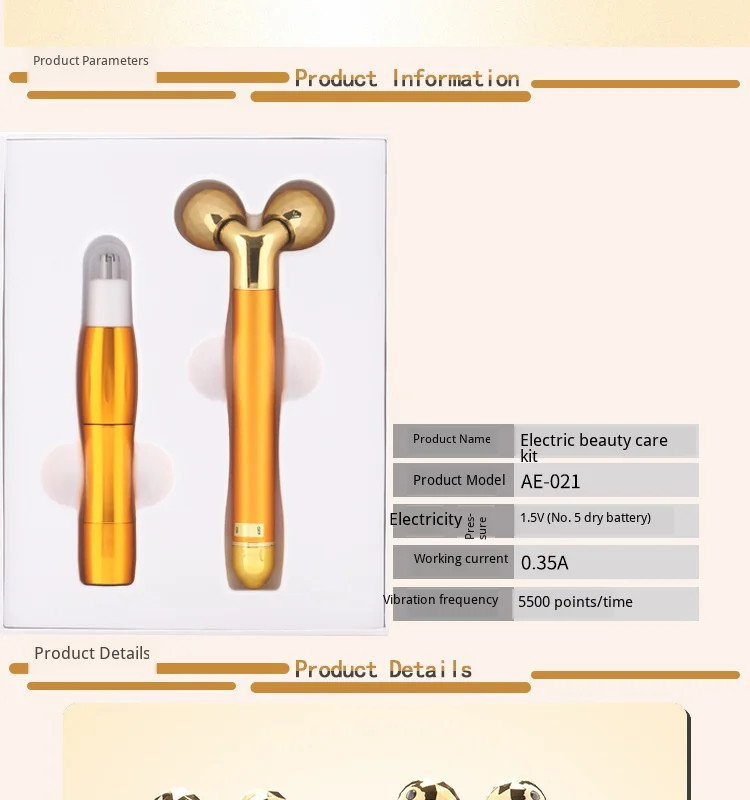 Al Electric Gold Stick 3D Wheel V Facial Part Massage Instrument Beauty Instrument Set Lifting And Firming Thin Face Useful Prod