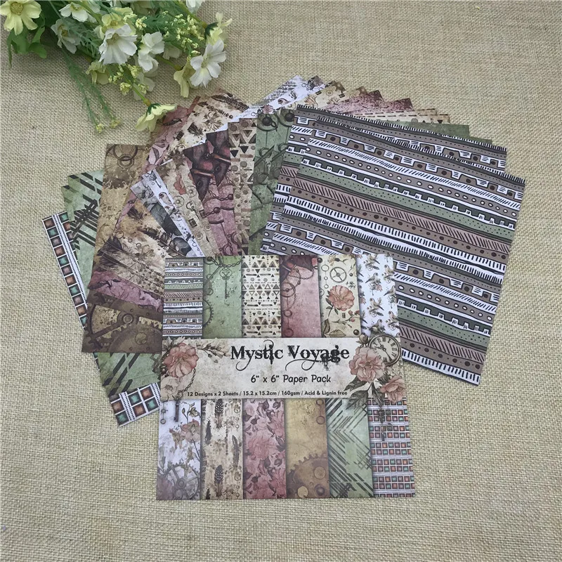 24 sheet 6"X6" voyage the flower patterned paper Scrapbooking paper pack handmade craft paper craft Background pad