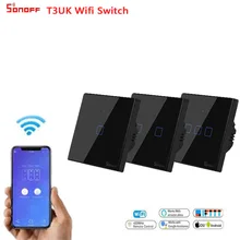 Интеллектуальный выключатель света Sonoff TX T3 UK Smart Wifi RF 433/APP/Touch Управление настенный светильник Переключатель 1/2/3 настенный сенсорный переключатель умный дом пульт дистанционного управления