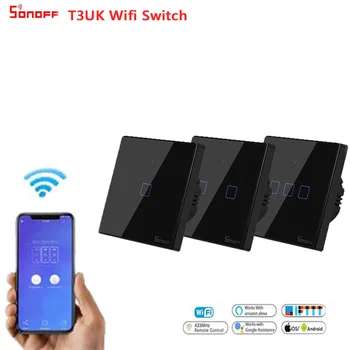 

Sonoff TX T3 UK Smart Wifi RF 433/ APP / Touch Control Wall Light Switch 1/2/3 Gang Wall Touch Switch Smart Home