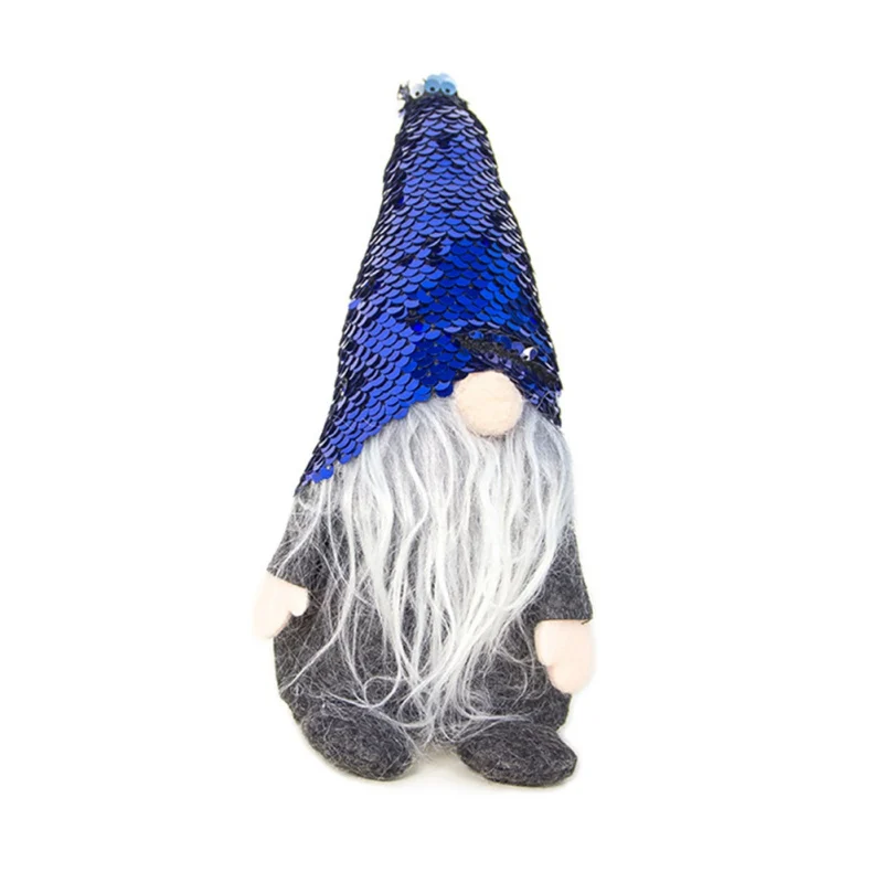 Swedish Christmas Santa Nordic Elf Plush Gnome Doll Figurine Ornament Sequins Hat Pocket Home Holiday Decorations - Цвет: D