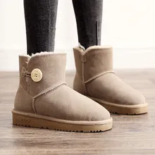 Зимние Бархатные кожаные сапоги; женские теплые короткие сапоги-трубы с пуговицами; зимние кожаные сапоги с хлопковой подкладкой