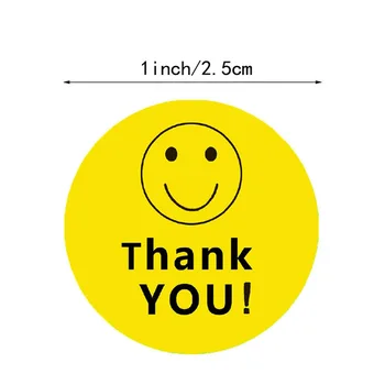 

Circular yellow "thank you and smile" sticker seal label 500 label sticker packaging stationery gift sticker Scrapbook