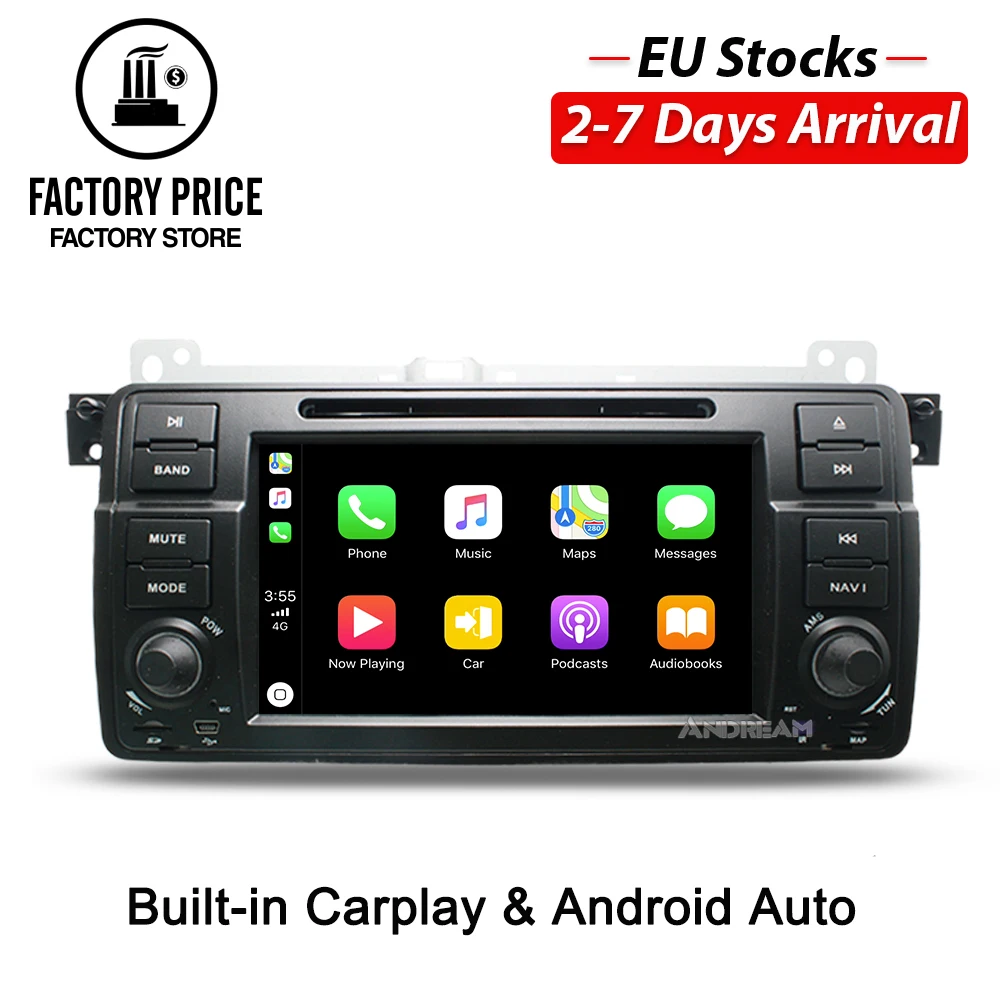 7" Bulit in apple Carplay Android Auto Radio Bluetooth For BMW E46 M3