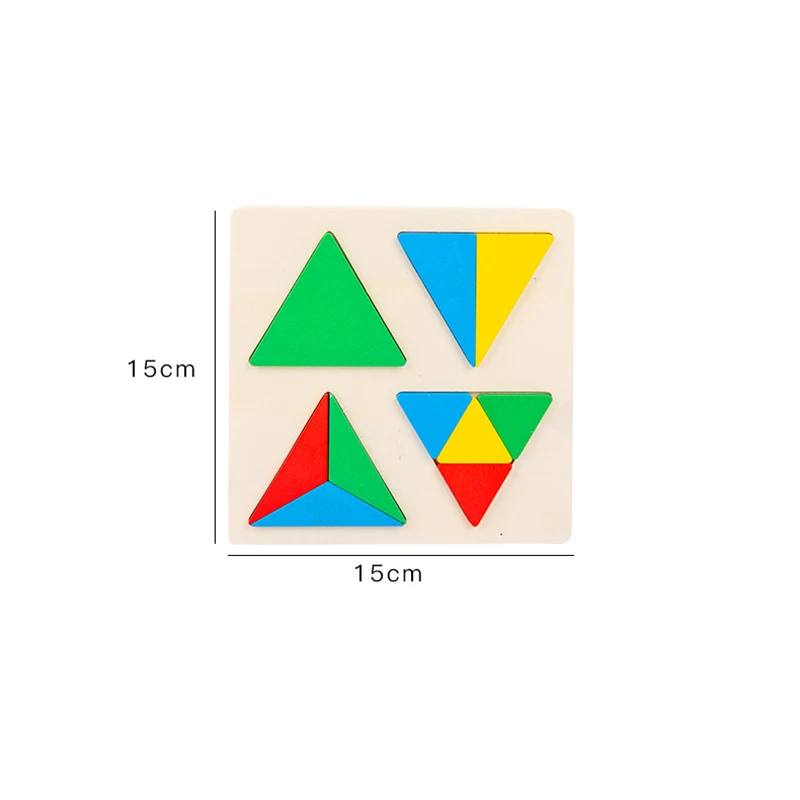 Kids Traction Toy Montessori Wood Geometric Shape Dividing Board Triangle Circle Square Math Toys 5 in 1 Unisex Boys Girls Gift