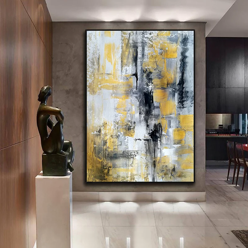 Handpainted Oil Paintings Entrance Sharp Color Abstract Light Luxury